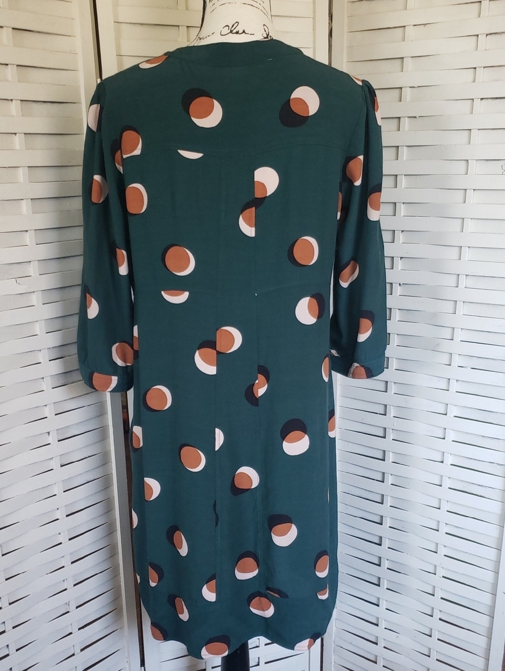 Boden Green Polka Dot V-Neck Women's Dress 12 L US SIZE - Picture 2 of 5